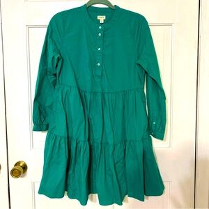 EUC J Crew button front green dress